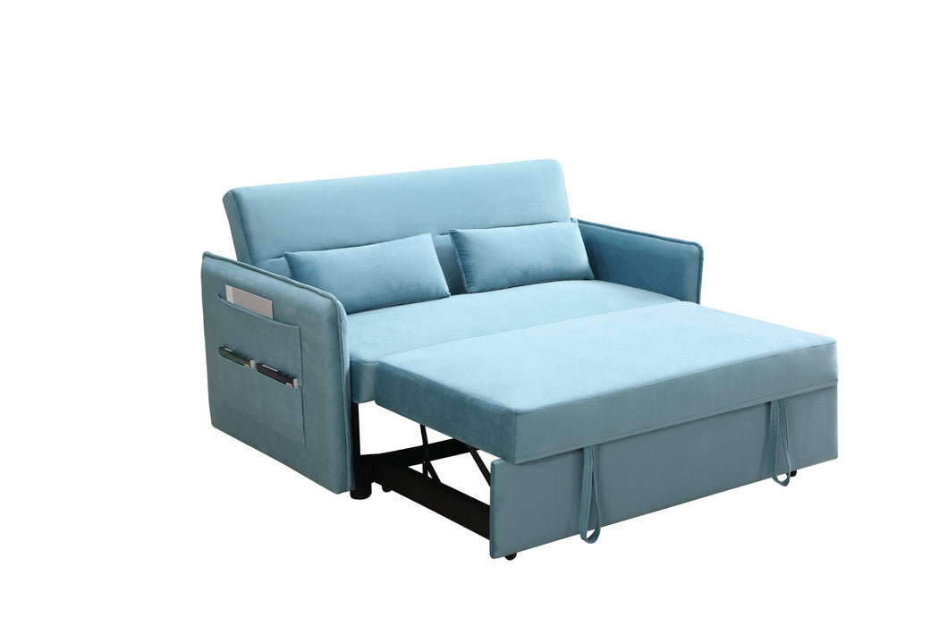 Pull Out Sofa Bed,Modern Adjustable Pull Out Bed Lounge Chair with 2 Side Pockets, 2 Pillows for Home Office