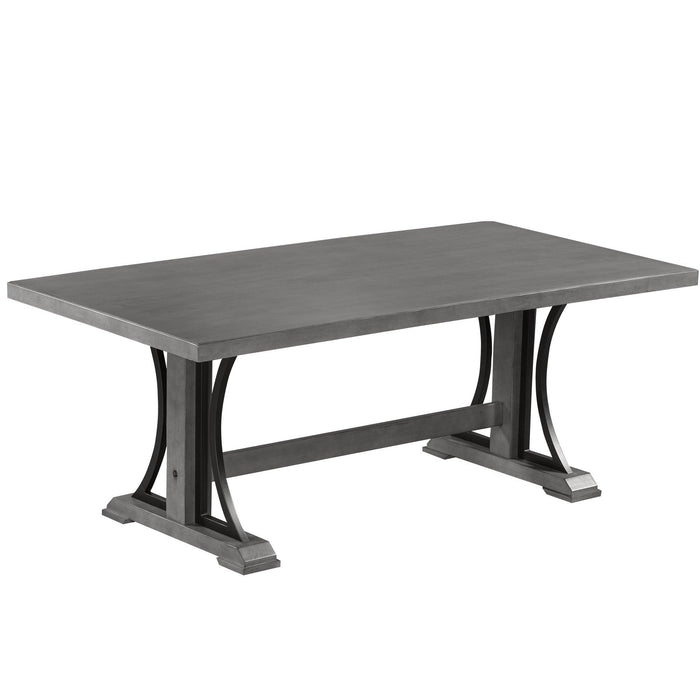 Retro Style Dining Table 78” Wood Rectangular Table, Seats up to 8 (Gray)