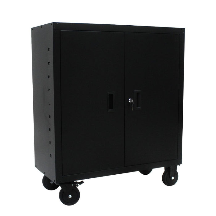 MetalStorage Cabinet with Locking Doors and One  Adjustable Shelves With 4 Wheels