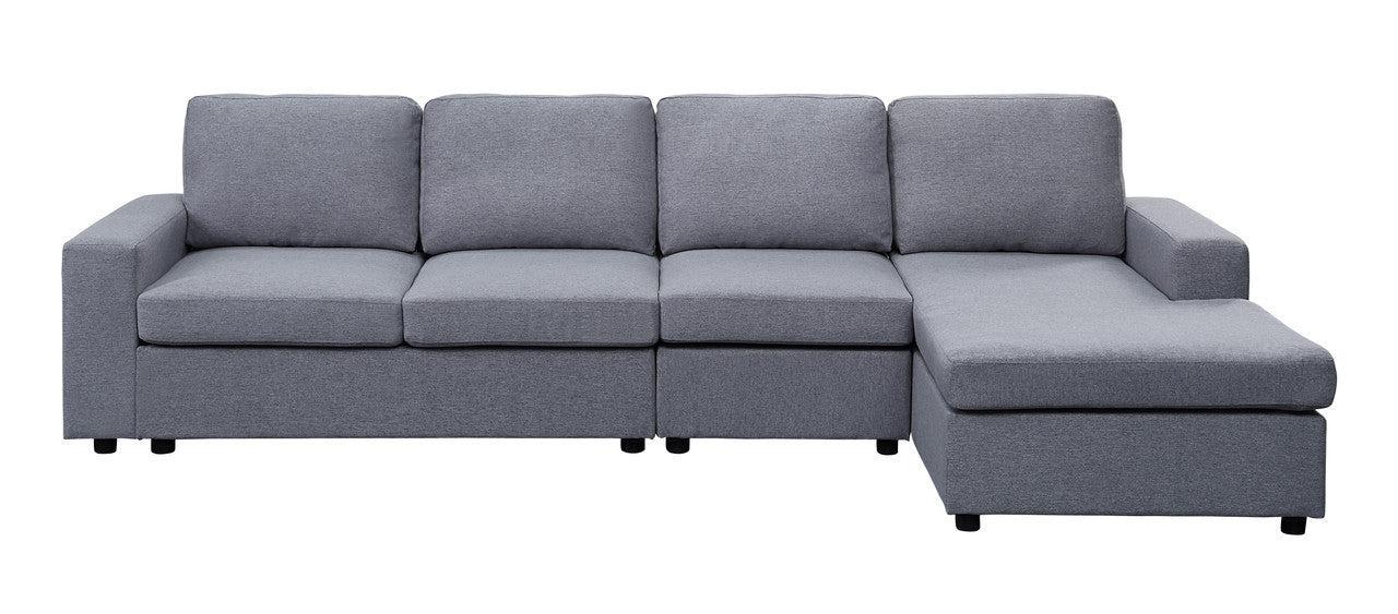 Dunlin Light Gray Linen Reversible Modular Sectional Sofa Chaise