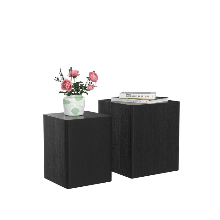 Upgrade MDF Nesting table/side table/coffee table/end table for living room,office,bedroom ，Black Oak, set of 2