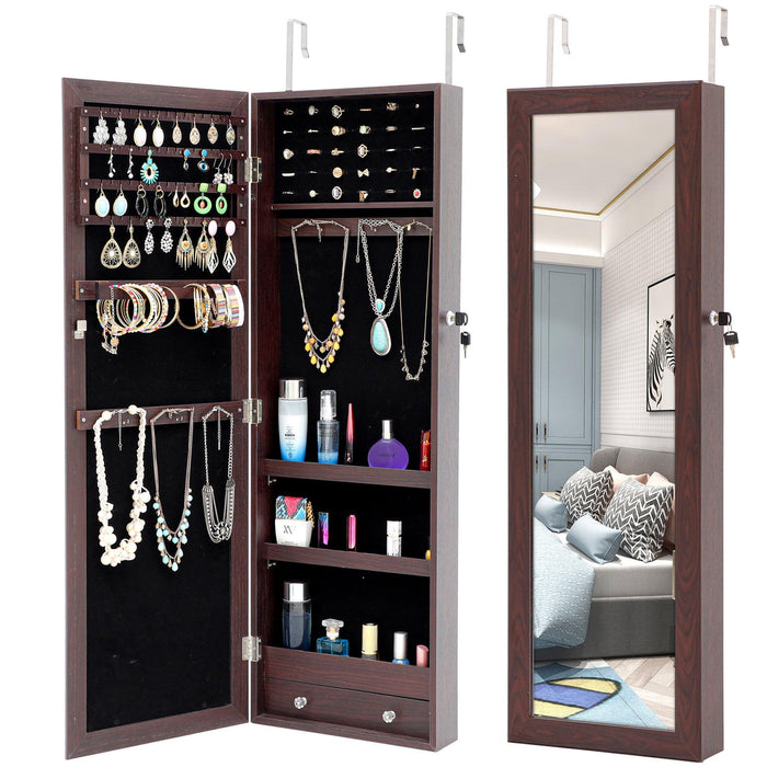 Fashion Simple JewelryStorage Mirror Cabinet Can Be Hung On The Door Or Wall image