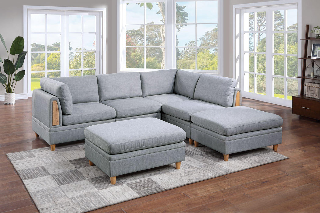Living Room Furniture Corner Wedge Light Grey Dorris Fabric 1pc Cushion Wedge Sofa Wooden Legs