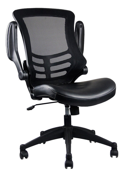Techni Mobili Stylish Mid-Back Mesh Office Chair with Adjustable Arms, Black