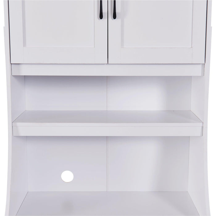 One-body Style Pantry Cabinet Kitchen Living Room Dining RoomStorage Buffet with Doors, Adjustable Shelves (White)