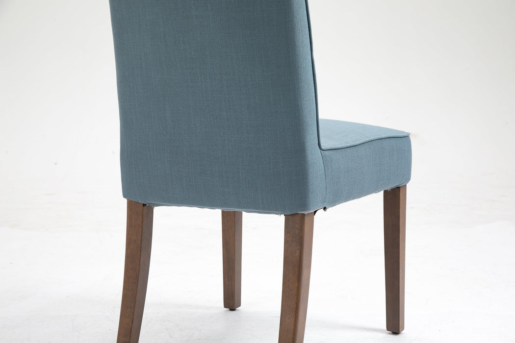 Cover Removable Interchangeable and Washable Blue Linen Upholstered Parsons Chair with Solid Wood Legs 2 PCS