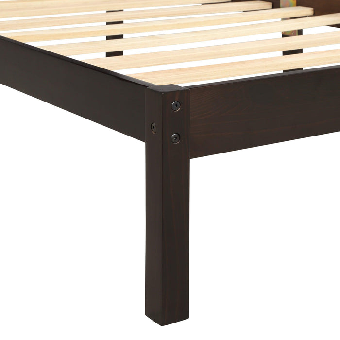 Platform Bed Frame with Headboard , Wood Slat Support , No Box Spring Needed ,Twin,Espresso