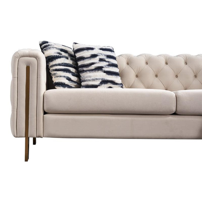 Modern velvet sofa CREAM color