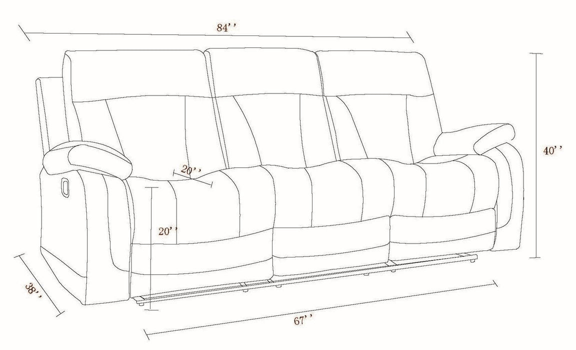 Global United Reclining Transitional Microfiber Fabric Sofa