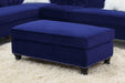 Living Room XL- Cocktail Ottoman IndiBlue Velvet Accent Studding Trim Wooden Legs image