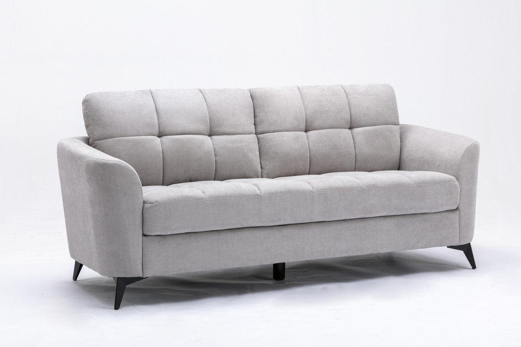 Callie Light Gray Velvet Fabric Sofa Loveseat Living Room Set