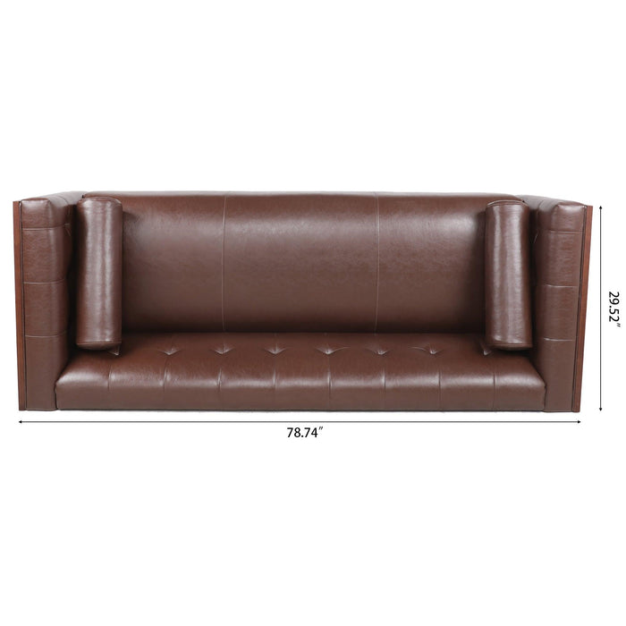 78.74" Wooden Decorated Arm 3 Seater Sofa