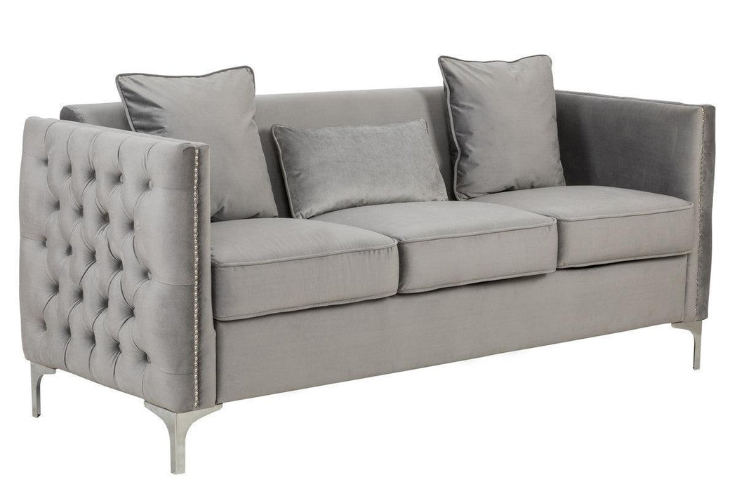 Bayberry Gray Velvet Sofa Loveseat Living Room Set