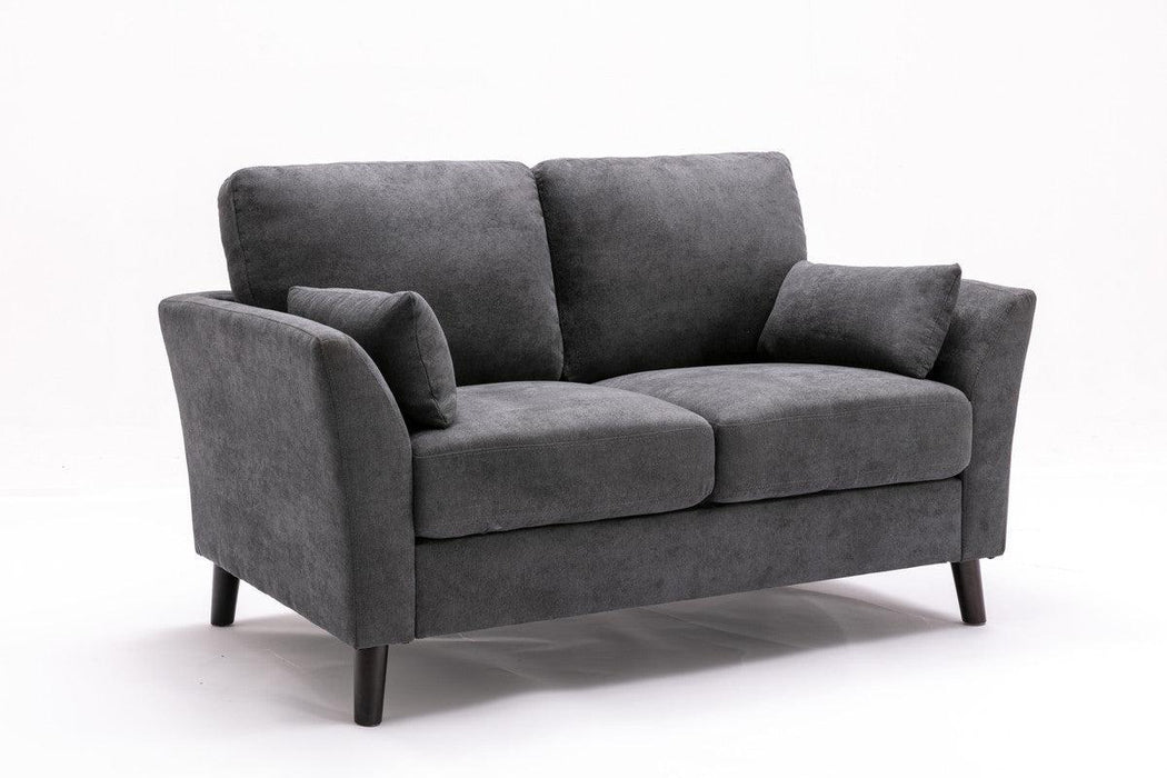 Damian Gray Velvet Fabric Sofa Loveseat Living Room Set