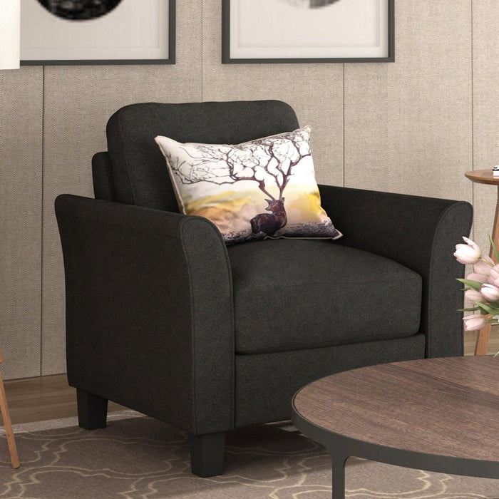 Living Room Furniture chair  and 3-seat Sofa (Black)