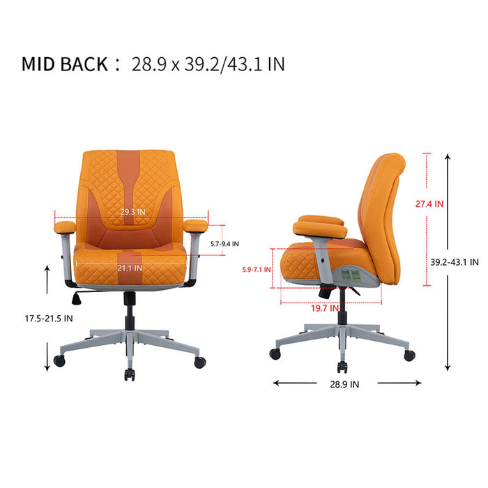 Office Desk Chair, Air Cushion Low Back Ergonomic Managerial Executive Chairs, Headrest and Lumbar Support Desk Chairs with Wheels and Armrest, Yellow/Grey