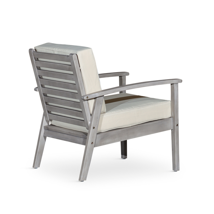 Deep Seat Eucalyptus Chair, Silver Gray Finish, Sage Cushions