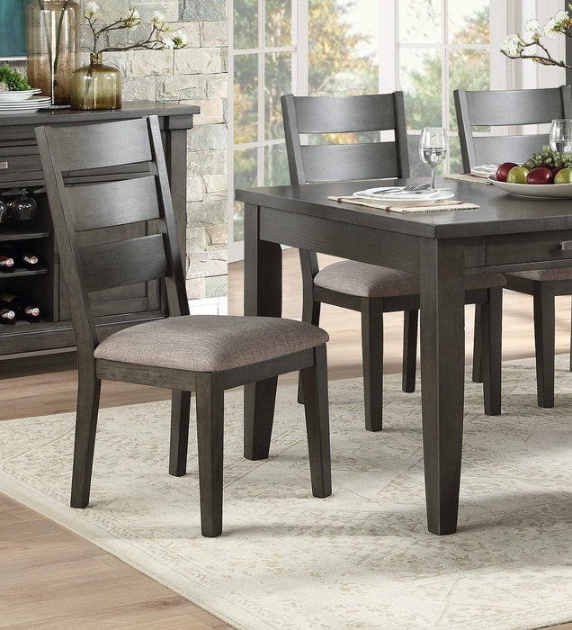 Gray Finish 5pc Dining Set Table with 6x Drawers and 4x Side Chairs Upholstered Seat Transitional Dining Room Furniture