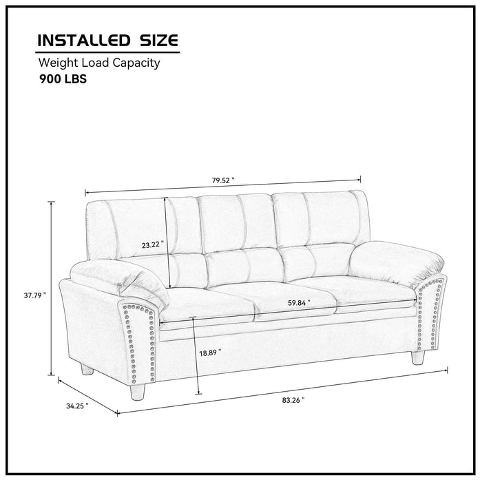 83.26" 3 Seater Cloud couch sofa  for Living Room, Bedroom, Office Velvet Beige