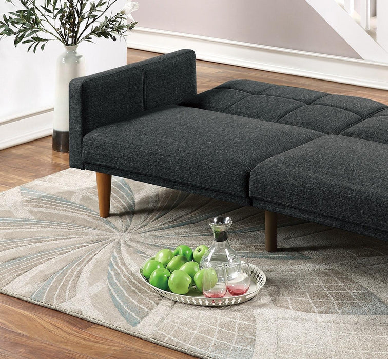 Transitional Look Living Room Sofa Couch Convertible Bed Black Polyfiber 1pc Tufted Sofa Cushion Wooden Legs