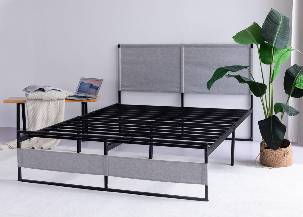 V4 Metal Bed Frame 14 Inch Queen Size with Headboard and Footboard, Mattress Platform with 12 InchStorage Space