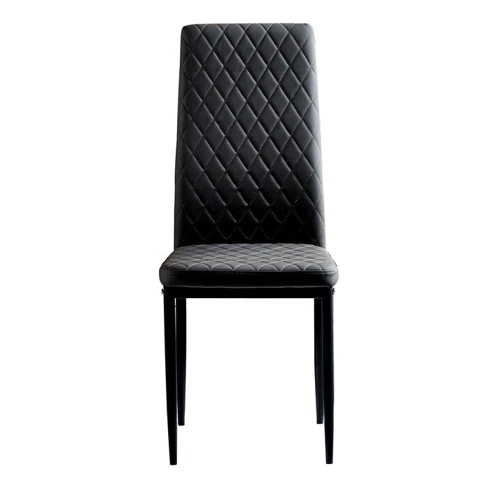 BlackModern minimalist dining chair fireproof leather sprayed metal pipe diamond grid pattern restaurant home conference chair set of 6