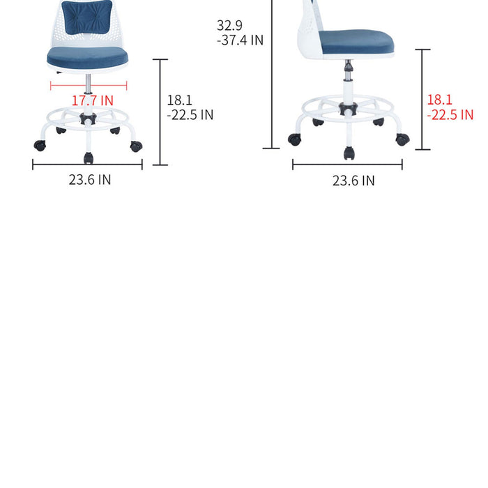 Home Office Desk Chair,Drafting Chair,Height Adjustable Rolling Chair, Armless CuteModern Task Chair for Make Up and Teens Homework,Red