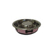 Slow Feeder Spill Proof Pet Bowl with Rubber Base and Bone Design, Pink and Black image