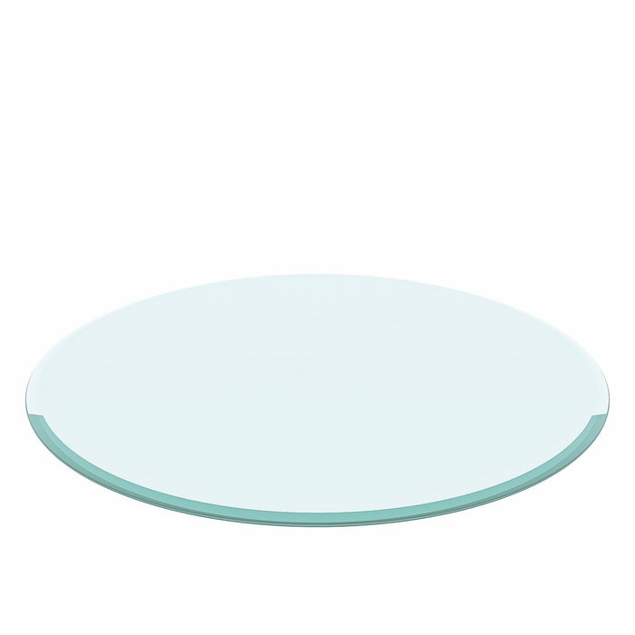 32" Inch Round Tempered Glass Table Top Clear Glass 3/8 Inch Thick Beveled Polished Edge