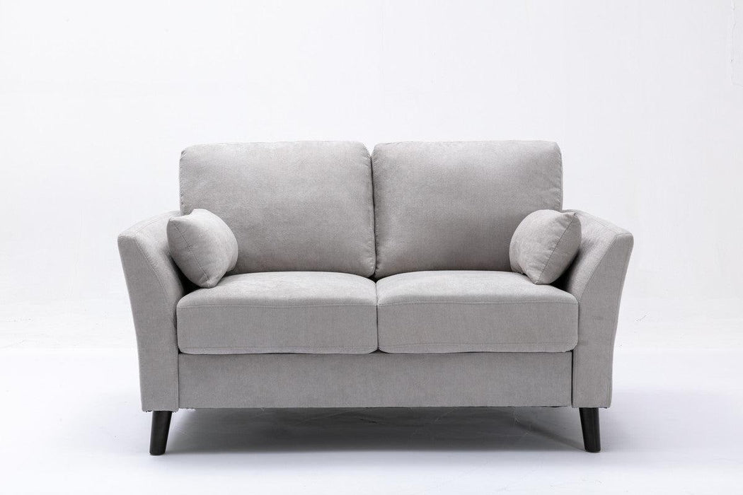 Damian Light Gray Velvet Fabric Sofa Loveseat Living Room Set