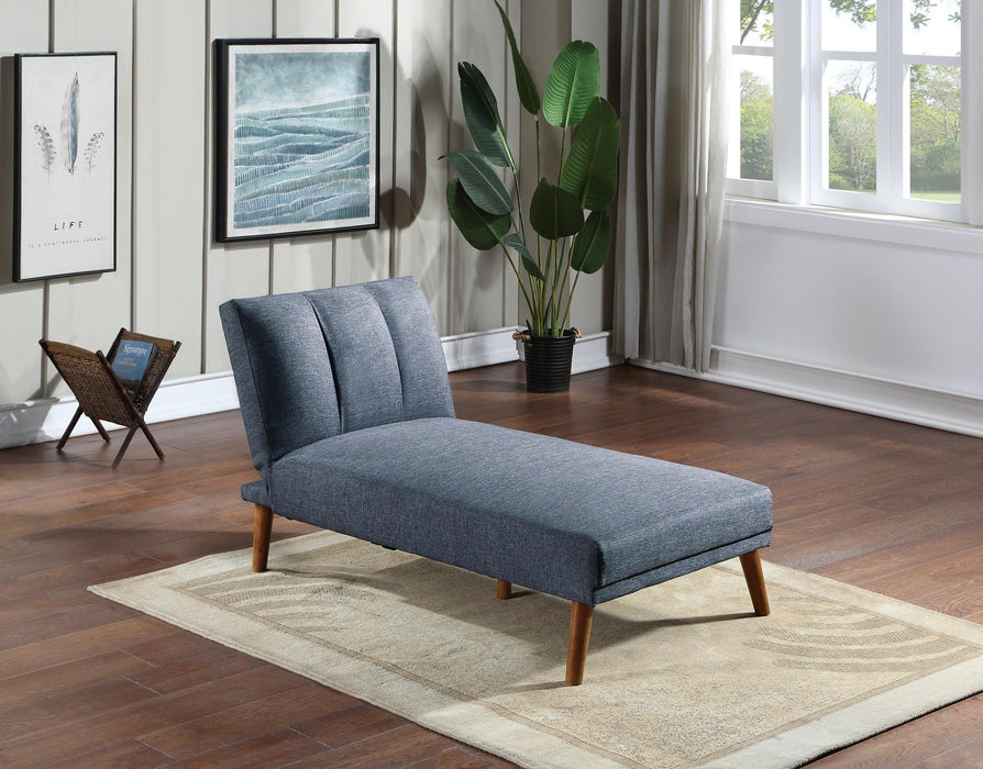 Blue Grey Polyfiber Adjustable Chaise Bed Living Room Solid wood Legs Plush Couch