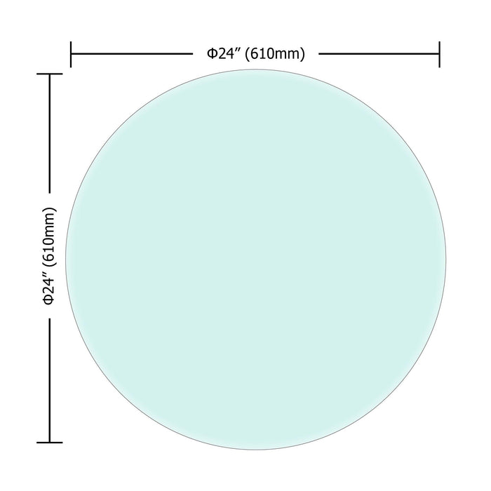 24" Inch Round Tempered Glass Table Top Clear Glass 3/8’’ Inch Thick Beveled Polished Edge