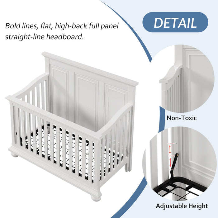 Traditional Farmhouse Style 4-in-1 Full Size Convertible Baby Crib - Converts to Toddler Bed, Daybed and Full-Size Bed, White