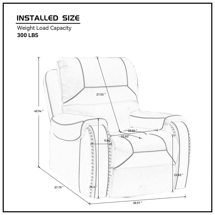 Faux Leather Reclining Sofa Couch Single Chair for Living Room Black