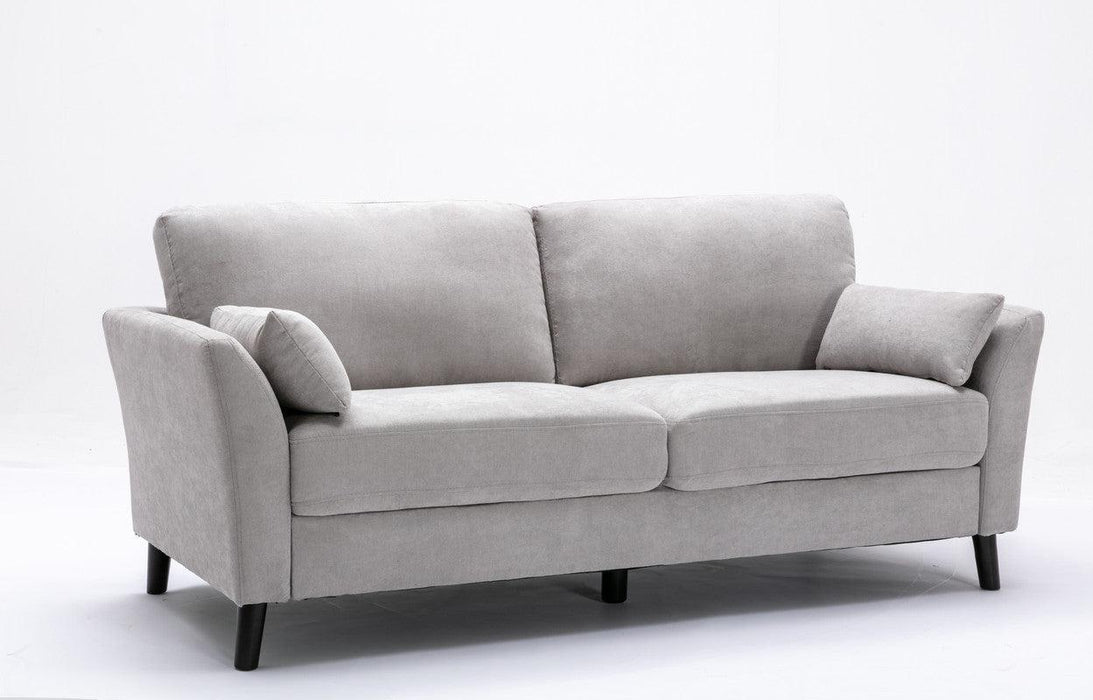 Damian Light Gray Velvet Fabric Sofa Loveseat Living Room Set