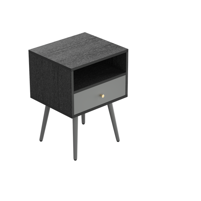 UpdateModern Nightstand with 1Drawers, Suitable for Bedroom/Living Room/Side Table (Dark Grey)