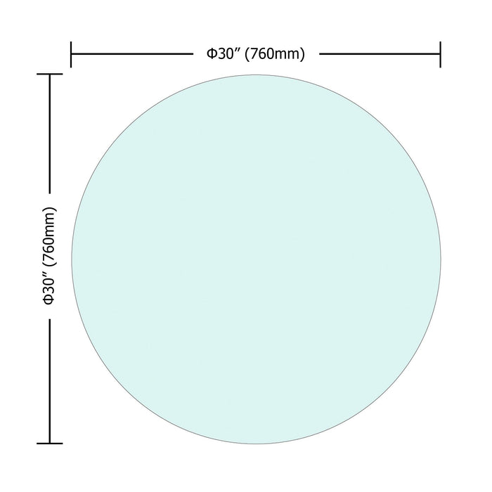 30" Inch Round Tempered Glass Table Top Clear Glass 1/4" Inch Thick Round Polished Edge