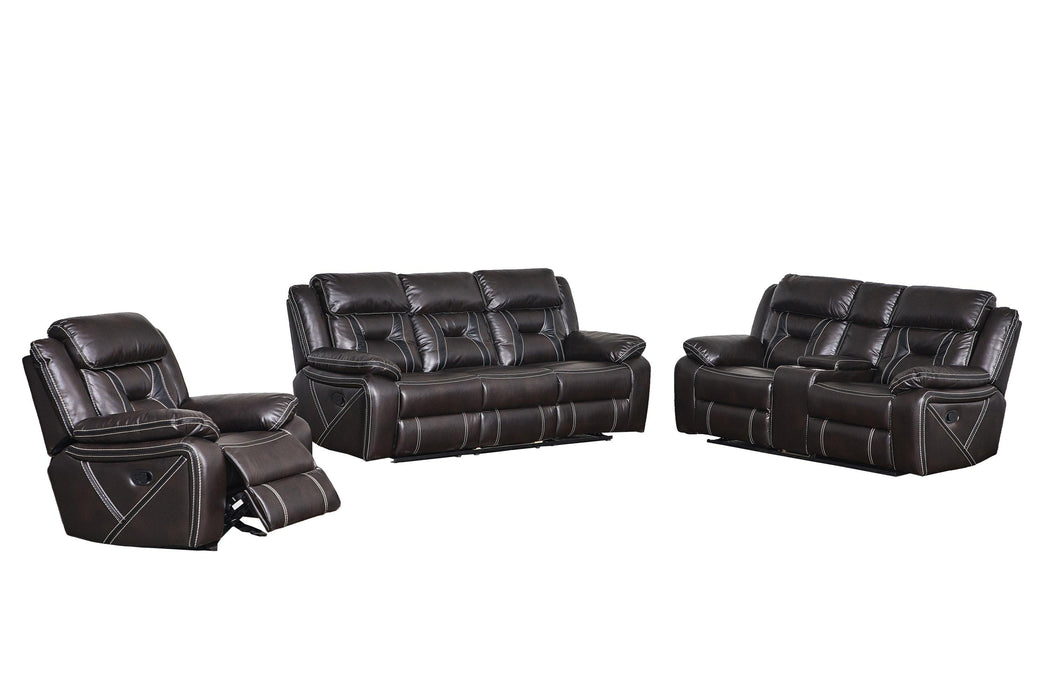 Reclining upholstered manual puller in faux leather, Brown 85.83*38.58*40.16