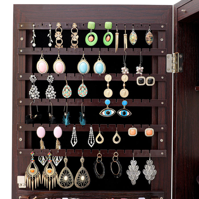 Fashion Simple JewelryStorage Mirror Cabinet With LED Lights Can Be Hung On The Door Or Wall