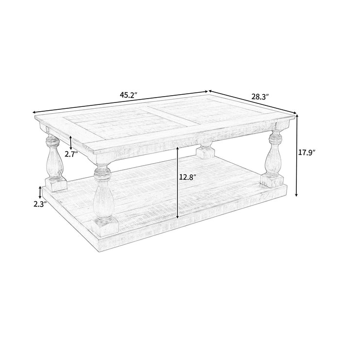 Rustic Floor Shelf Coffee Table withStorage,Solid Pine Wood (As same As WF287269AAD)