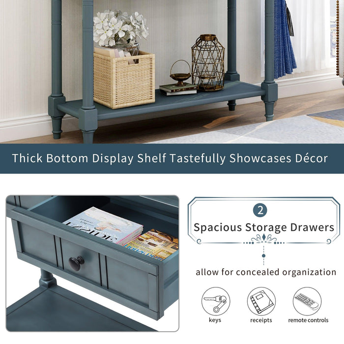 Daisy Series Console Table Traditional Design with Two Drawers and Bottom Shelf (Navy)