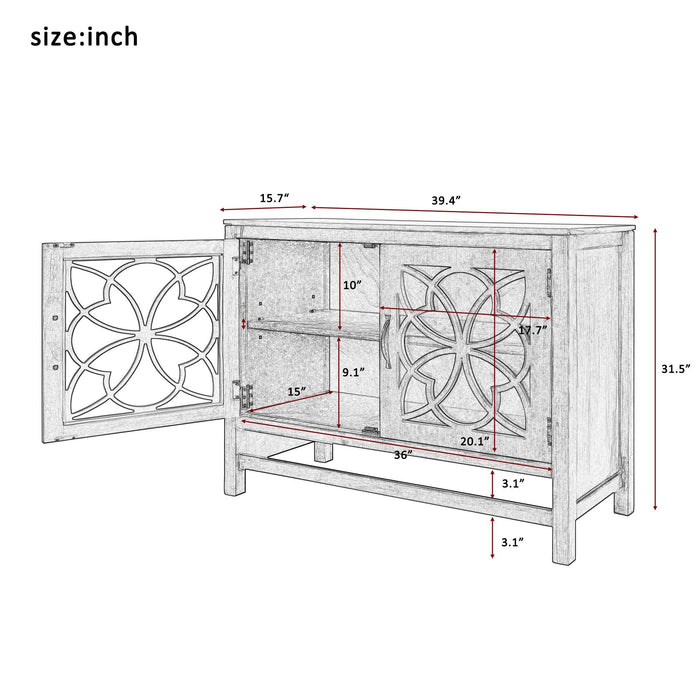 WoodStorage Cabinet with Doors and Adjustable Shelf, Entryway Kitchen Dining Room, Cream White