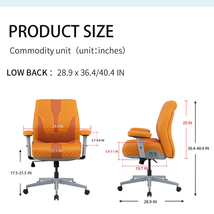 Office Desk Chair, Air Cushion Low Back Ergonomic Managerial Executive Chairs, Headrest and Lumbar Support Desk Chairs with Wheels and Armrest, Yellow/Grey