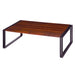 48 Inch Wooden Coffee Table with Double Metal Sled Base, Brown and Black image