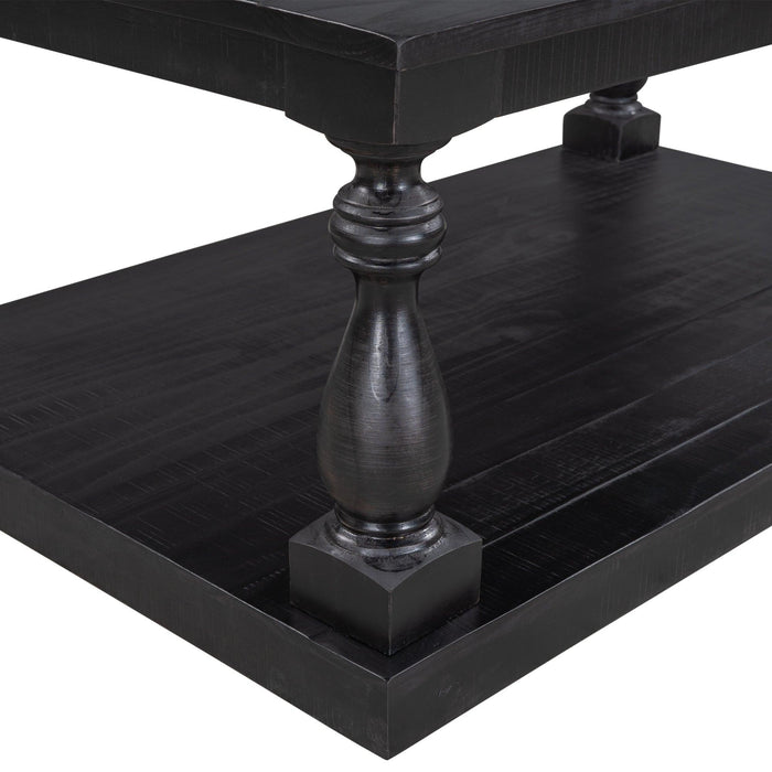 Rustic Floor Shelf Coffee Table withStorage,Solid Pine Wood (As same As WF287269AAB)
