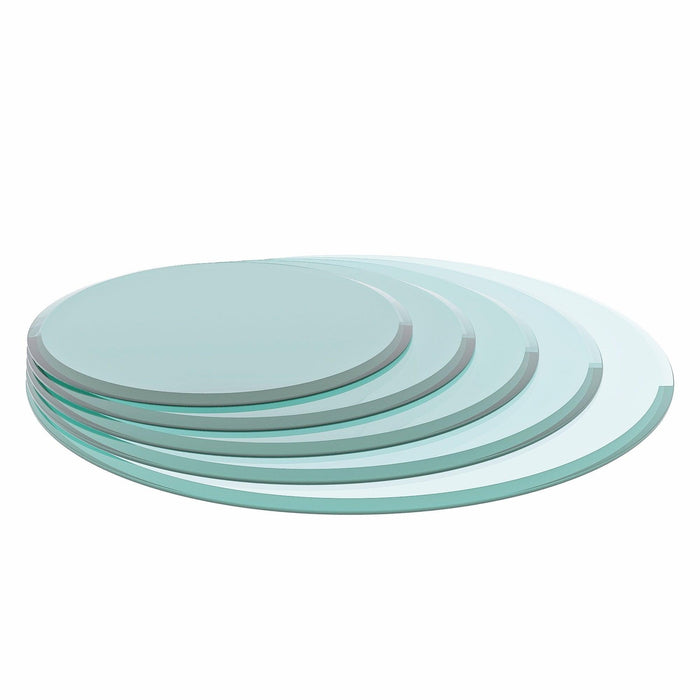 36" Inch Round Tempered Glass Table Top Clear Glass 1/2" Inch Thick Beveled Polished Edge