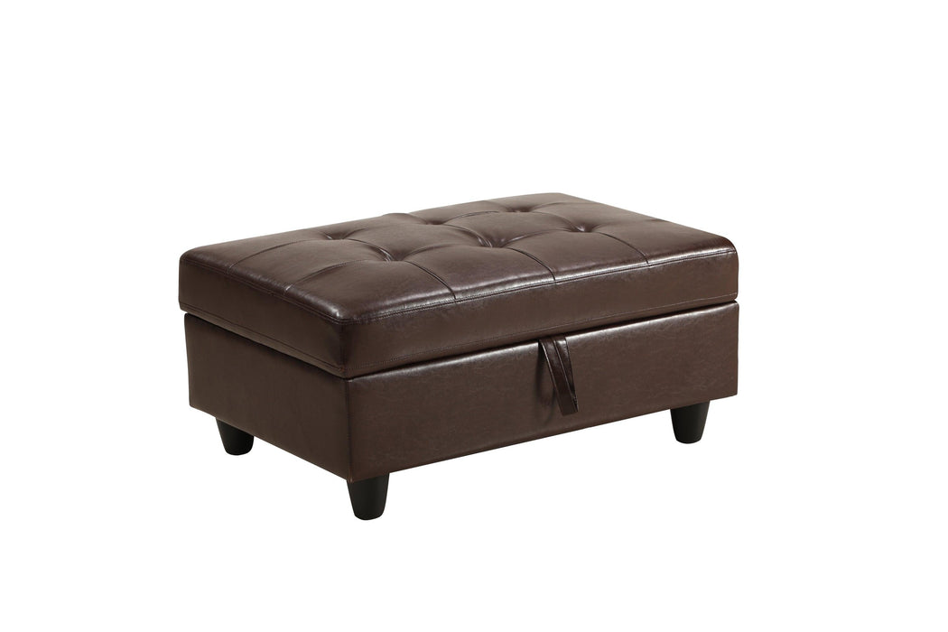 3 PC Sectional Sofa Set, (Brown) Faux Leather Right -Facing Chaise with FreeStorage Ottoman