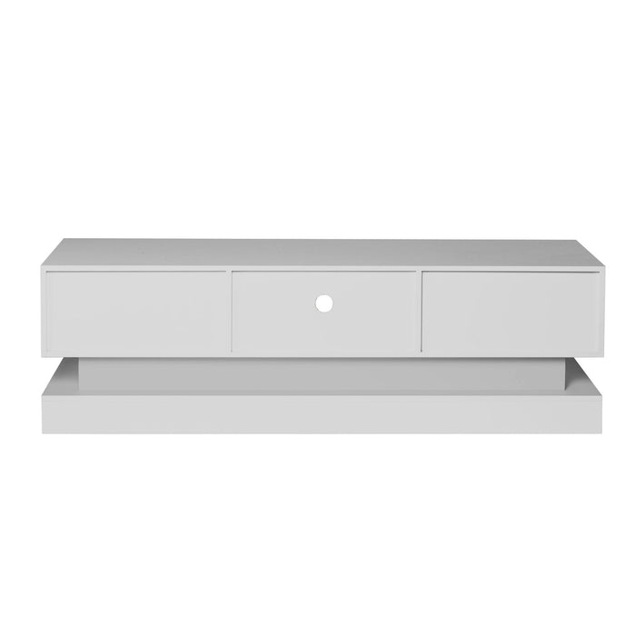 51.18inch  WHITE morden TV Stand with LED Lights,high glossy front TV Cabinet,can be assembled in Lounge Room, Living Room or Bedroom,color:WHITE