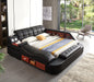 Multifunctional UpholsteredStorage Bed Frame, Massage Chaise Lounge on Left, King Size, Black image