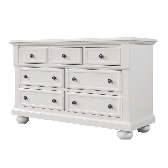 4 Pieces Nursery Sets Traditional Farmhouse Style 4-in-1 Convertible Crib + Nightstand+Dresser with Changing Topper, White